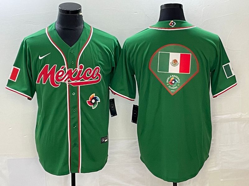 Men 2023 World Cub Mexico Blank Green Nike MLB Jersey9->more jerseys->MLB Jersey